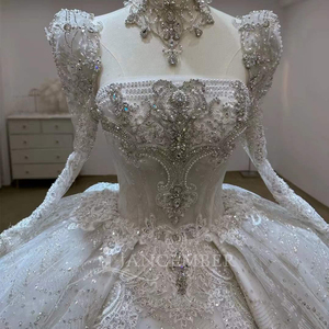 Robes de mariée luxueuses avec un design en dentelle exquis et scintillant, robes de mariée arabes, Lsjj98 - Product Image 3