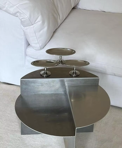 Elegante Tavolino da Caffè in Acciaio Inossidabile, Struttura Minimalista in Metallo, Personalizzabile, Nessun Montaggio Richiesto, Stile Contemporaneo - Product Image 5