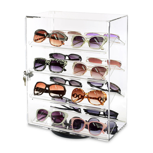 Lockable <strong>Rotating</strong> Acrylic <strong>Display</strong> <strong>Case</strong> with Shelves and Key Lock for Eyewear Sunglasses Storage and Jewelry Showcase <strong>Display</strong> - Product Image 1