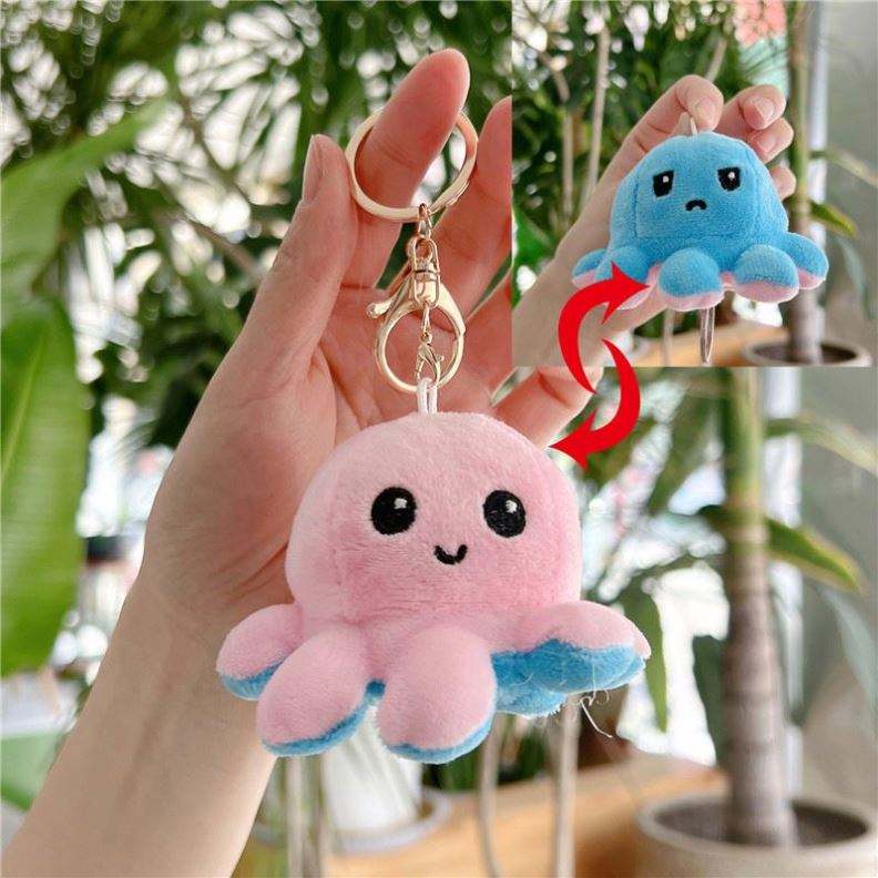 Cartoon Soft Plush Keychain Pendant Reversible Octopus Plush