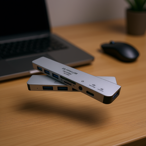 Hub USB C 8 en 1 Db Ethos, adaptador de aluminio tipo C, estación de acoplamiento con HDMI, lector de tarjetas SD para transferencia de datos y carga de computadora. - Product Image 2