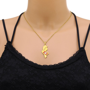<span class=keywords><strong>África</strong></span> del Norte <span class=keywords><strong>Túnez</strong></span> <span class=keywords><strong>mapa</strong></span> nacional banderas impermeable Acero inoxidable moda joyería COLLAR COLGANTE venta al por mayor para Mujeres Hombres - Product Image 5