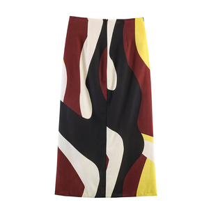 SHENZHU <span class=keywords><strong>Jupe</strong></span> Midi Femme Nouvelle Collection Été 2026 Imprimée Pliée Vintage Décontractée Taille Haute Mi-Mollet - Product Image 2