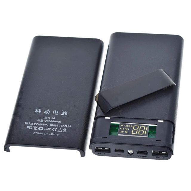 Portable 5V 6x18650 Power Bank Battery Box Shell Case DIY Type-C Micro USB Fast Charging Mobile Phone Charger Box Case