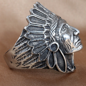 Tibetan Silver Men's Tribal Face <b>Ring</b> Geometric Design Gift Jewelry - Product Image 3