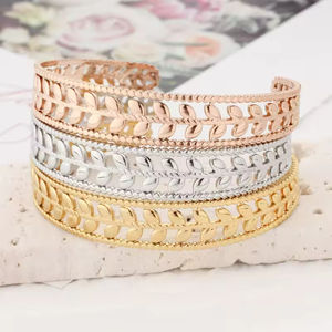 Pulsera de guirnalda de rama de olivo De Hip Hop para mujer de cobre y acero inoxidable chapado en oro de 18 quilates, brazalete de plata fina de circón para aniversario - Product Image 5