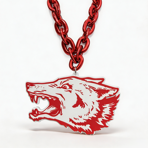 Collier pendentif tête de loup rugissant en <span class=keywords><strong>mousse</strong></span> EVA, maillons en plastique surdimensionnés, mascotte animale, pour fans de sport universitaires - Product Image 2