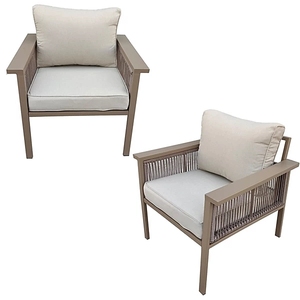 Dwoo Modern Beige Aluminum Woven <b>Rattan</b> Furniture 5 Piece Garden Set 7 Seater Commercial Patio Conversation <b>Sofas</b> Set - Product Image 3