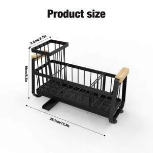 Porte-éponge de salle de bain en métal noir clair sous l'évier Caddy étagère de <span class=keywords><strong>rangement</strong></span> étagère organisateur <span class=keywords><strong>d</strong></span>'évier de cuisine pour sous l'évier - Product Image 3