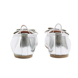 CHOOZII all'ingrosso per bambini ballerina Slip On <span class=keywords><strong>ballerine</strong></span> in <span class=keywords><strong>pelle</strong></span> metallizzata argento con piccola fascia elastica - Product Image 2