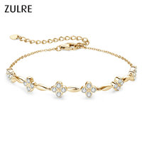 Nouveau Bracelet en Argent Sterling 925 avec Breloque Fleur, Bijou Moissanite 2mm, Bracelet Trèfle à Quatre Feuilles Porte-Bonheur Tendance Empilable pour Femme