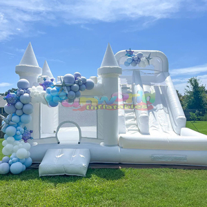 Aire de jeux extérieure blanche gonflable maison de rebond de qualité commerciale combo avec toboggan château de rebond pour enfants adultes - Product Image 5