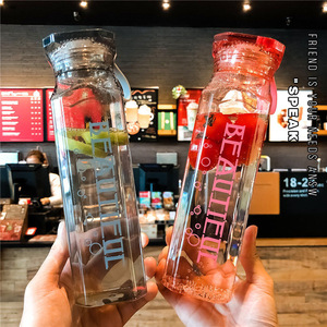 <strong>Wholesale</strong> <strong>Cheap</strong> <strong>Glass</strong> Drinking Bottle 500ml Creative Diamond Pattern <strong>Glass</strong> Water <strong>Cup</strong> With Lid