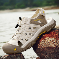 Sandales de randonnée pour hommes, chaussures de sport d'été, chaussures de plage antidérapantes, respirantes, à bout fermé, en cuir tendance