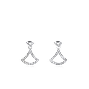 ต่างหูทรงกระโปรงรูปพัดประดับเซอร์โคเนียทรงกลมเงินแท้ S925 รุ่นทองแดงปรับแต่งได้ - สินค้าสำหรับผู้หญิงโดยเฉพาะ - Product Image 1