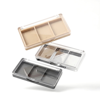Palette de fards à paupières personnalisée à 3 compartiments en plastique noir avec couvercle transparent, étiquette privée, compact cosmétique pour blush, logo personnalisé, boîte vide pour poudre