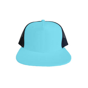 Flat Brim Teal Trucker Hats 5-Panel Custom Logo Sports Hat Snapback <b>Baseball</b> <b>Caps</b> Made in Vietnam - Product Image 4