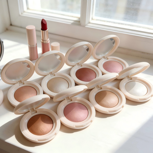 Paleta de Blush Personalizada com Logotipo, Pó Compacto Vegano de Alta Pigmentação, Iluminador e Blush Cintilante para Maquiagem - Product Image 1