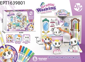 Ensemble de jouets animaux à colorier floqués EPT lavables et réutilisables pour enfants, avec baignoire, 6 thèmes : Faune, Dinosaures, Fruits, Elfe, STEM - Product Image 5
