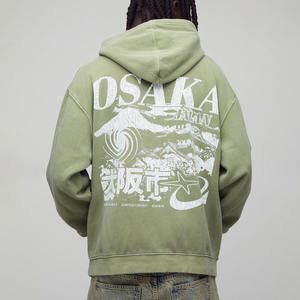 เสื้อฮู้ดแบบสวมหัวสำหรับผู้ชายโอเวอร์ไซส์ผ้าฝ้ายซักลายอนิเมะกำหนดได้เอง - Product Image 1