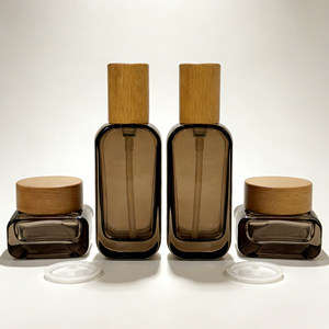 Hochwertige Hautpflege 50ml 100ml Kosmetik-Glasflaschen mit Lotionspumpe Foundation Individuelle Farbflaschen und Tiegel <span class=keywords><strong>Set</strong></span> 888J Hautpflege-Serum - Product Image 4