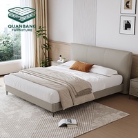 Ensemble de meubles de chambre à coucher de haute qualité, lit moderne de luxe en cuir confortable et doux, taille King ou Queen, pour chambre à coucher ou villa