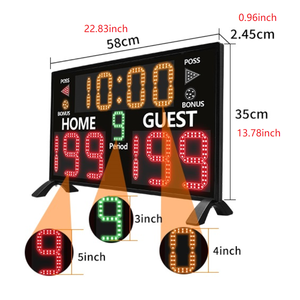 <span class=keywords><strong>Tabellone</strong></span> <span class=keywords><strong>Segnapunti</strong></span> Elettronico Digitale LED GANXIN, Grande e Portatile, Display Bifacciale per Basket, Calcio a 5, Calcio e Altri Sport Indoor - Product Image 2