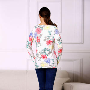 Ropa de maternidad, camisetas de <span class=keywords><strong>lactancia</strong></span> florales de manga larga, ropa de <span class=keywords><strong>lactancia</strong></span> para Primavera, ropa de <span class=keywords><strong>lactancia</strong></span> de algodón elástico, MOQ bajo - Product Image 6