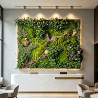 Mur végétal artificiel sur mesure, mélange de plantes et de mousse de poteau stabilisée pour la décoration murale de la maison, du bureau et de l'hôtel