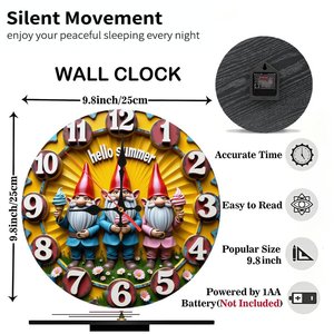 <b>Round</b> Wooden Wall Clock 25x25cm Slim <b>Frame</b> Silent Movement Home Office Simple Decoration - Product Image 3