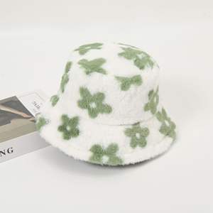 Furry Warm Floral <span class=keywords><strong>Print</strong></span> Bucket Hat Sombrero de cubo de invierno Gorras de pescador <span class=keywords><strong>Vaca</strong></span> Impreso Felpa Bucket Hat Mujeres Hombres - Product Image 5