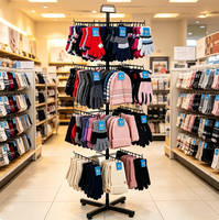 Présentoir rotatif à 4 niveaux pour la vente au détail, support en fil métallique avec crochets suspendus pour gants, bonnets, chaussettes, accessoires d'hiver