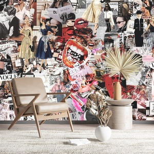 Papier peint <span class=keywords><strong>mural</strong></span> 3D avec collage de photos de magazines de mode - Product Image 3