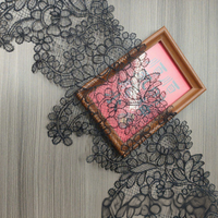 Dentelle brodée en fil de soie résille noire et blanche de 18 cm, garniture DIY faite à la main pour accessoires de robe de mariée chinoise et textile de maison
