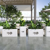 Jardinière en acier inoxydable carrée moderne écologique pour jardin municipal extérieur, revêtement en poudre, cloison artistique, pot à fleurs en métal