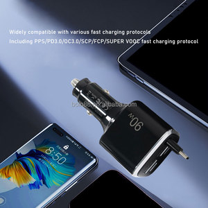 <span class=keywords><strong>Cargador</strong></span> de Coche 2026 Hot Gan 90W 30W 2 USB 2 Tipo-C con Cable Retráctil, Carga Súper Rápida PD para iPhone y <span class=keywords><strong>Samsung</strong></span> - Product Image 5
