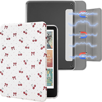 Penutup PU untuk Kindle Paperwhite penutup depan magnetik dapat dilepas dengan tali tangan dengan bening belakang bangun otomatis dan tidur jernih belakang