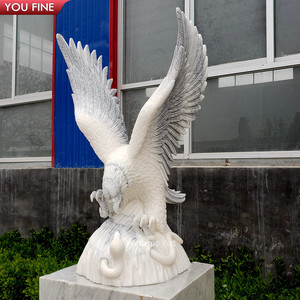 Statues d'aigle <span class=keywords><strong>en</strong></span> marbre blanc sculptées à la main YOUFINE, grandes, avec serpent, pour la décoration de la propriété et du jardin - Product Image 4
