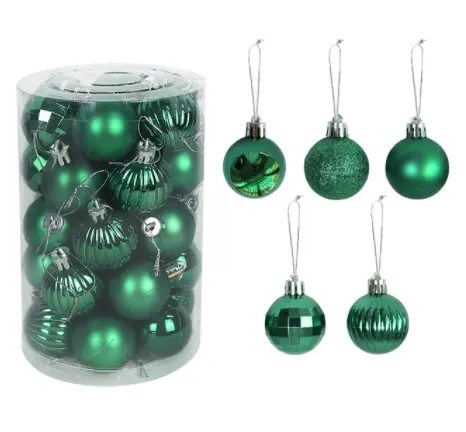 Bolas de Navidad de plástico de oro rosa para decoración del hogar, bolas colgantes de 4cm para interior, árbol de Navidad de Año Nuevo, 36 Uds.