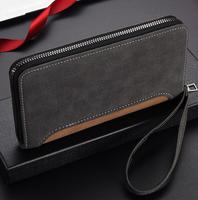 Heren Lange Portemonnee Diy Rits Clutch Tas Matte Textuur Multi Functionele Verandering Kaart Tas Mobiele Telefoon Tas