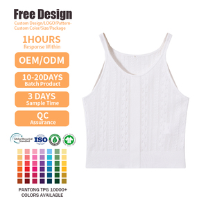 Top de punto sin tirantes con cuello en V estilo dulce para mujer, sin mangas, transpirable, de verano, blanco, para damas, al por mayor - Product Image 1