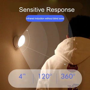 ไฟกลางคืน LED ชาร์จ USB พร้อมเซ็นเซอร์ตรวจจับความเคลื่อนไหว รูปทรงกลม ประหยัดพลังงาน ควบคุมเสียง/แสงได้ เหมาะสำหรับห้องนอน ทางเดิน บ้าน ห้องน้ำ - Product Image 4