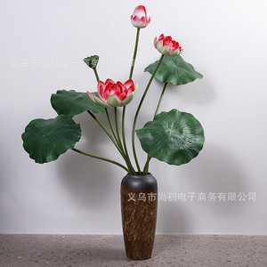 Artificial Lotus Flower With Leaves And Seedpod High Simulation PVC Foam PU Oriental Style For Home Decoration Wedding Props - Product Image 2