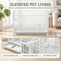 Cage pour animaux de compagnie surélevée : pliable et empilable, pour petits animaux – avec plateau coulissant anti-débordement et conception anti-pincement sécurisée