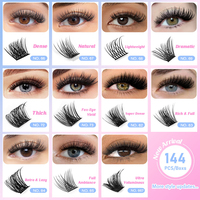 MASSCAKU Cils en segments à queue de pie thermocollés, doux et naturels, en bouquets, bande de ruban, extension de cils en grappe DIY à domicile