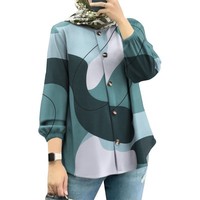 En Stock moyen-orient malais nouvelle chemise à fleurs musulmane pour femmes mode manches bouffantes lot d'usine