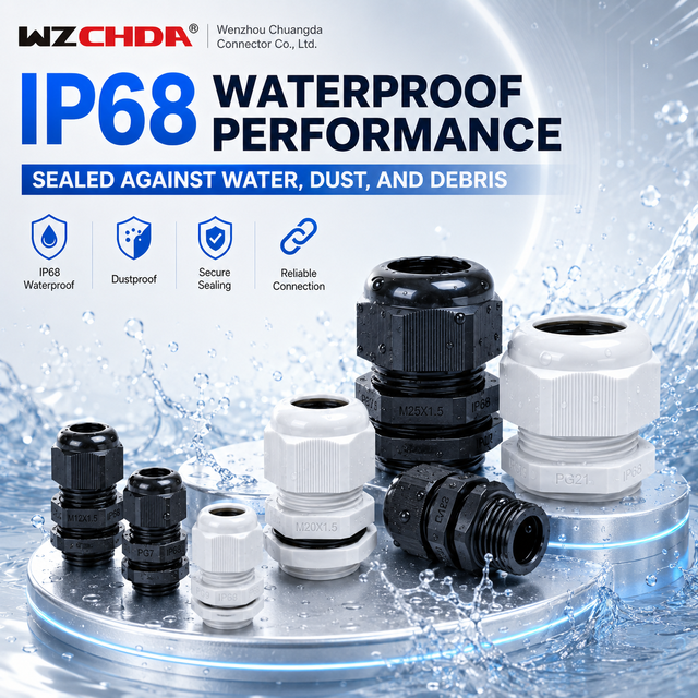 WZCHDA PG25 PA Material PG Thread IP68 Waterproof Cable Gland for 18-21mm Cable Diameter Industrial Power Equipment Use