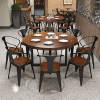 Großes Industrielles Rundes Esstisch-Set Gemeinschaftliche Restaurant-Möbel mit Stilvollen Stühlen 8-10 Sitzplätze Bistro-Esszimmer-Garnitur