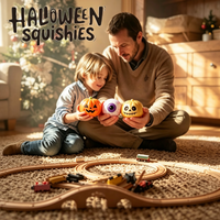 Jouet Squishy en Gelée d'Halloween en Forme de Citrouille et d'Œil, Jouet Sensoriel Anti-Stress à Presser en TPR