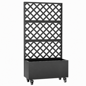 Metal Raised <b>Garden</b> Bed Planter Box with Trellis Outdoor Flower Planter with Wheels <b>for</b> Climbing <b>Plants</b> - Product Image 3